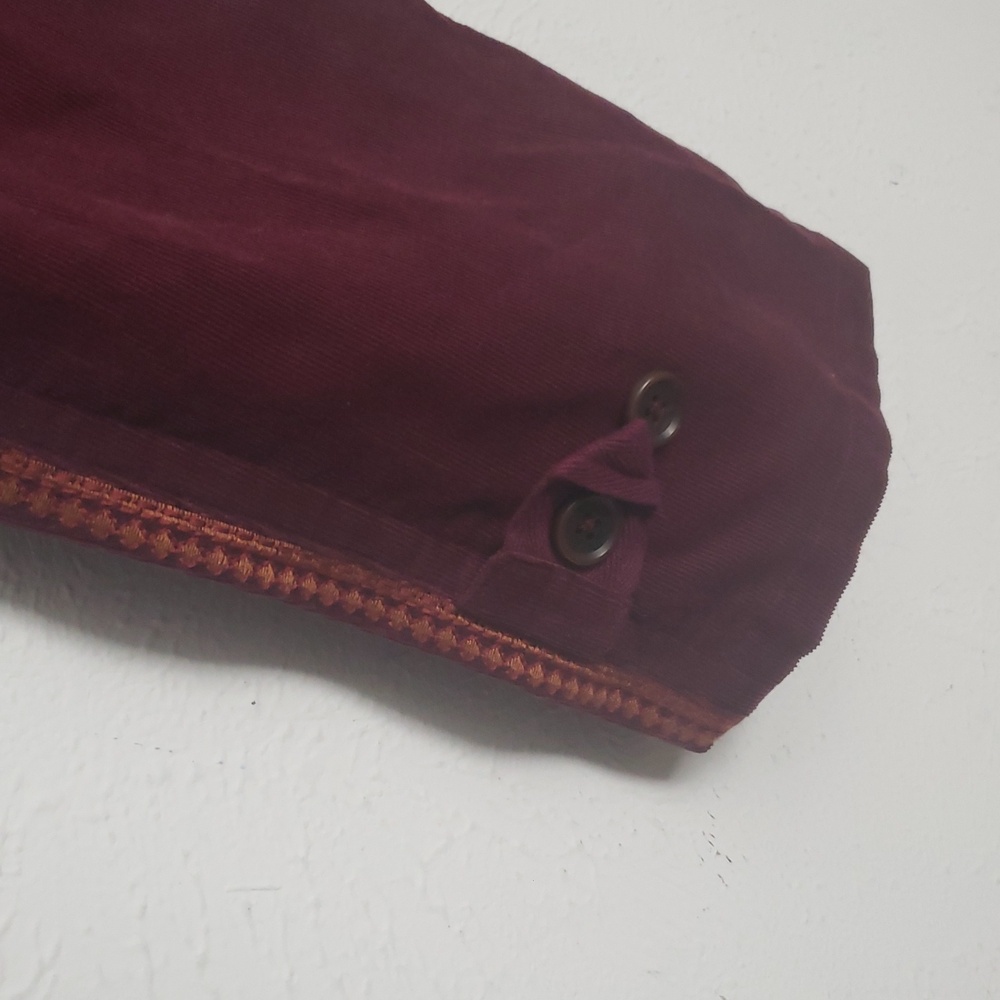 JOHNNY WAS LAMBDA Highwaisted Burgundy Corduroy Pants with Embroidered Belt Sz M - Picture 4 of 6